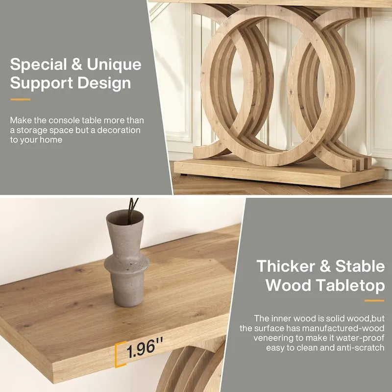 Mesa de Consola Marrón / Gris / Beige, Estilo Caballete Rústico, Requiere Ensamblaje por 1 Persona