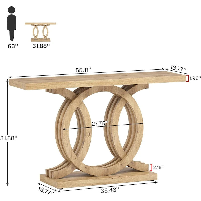 Mesa de Consola Marrón / Gris / Beige, Estilo Caballete Rústico, Requiere Ensamblaje por 1 Persona