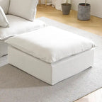 Puf otomano cuadrado tapizado, asiento individual, blanco/beige/negro