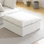 Puf otomano cuadrado tapizado, asiento individual, blanco/beige/negro