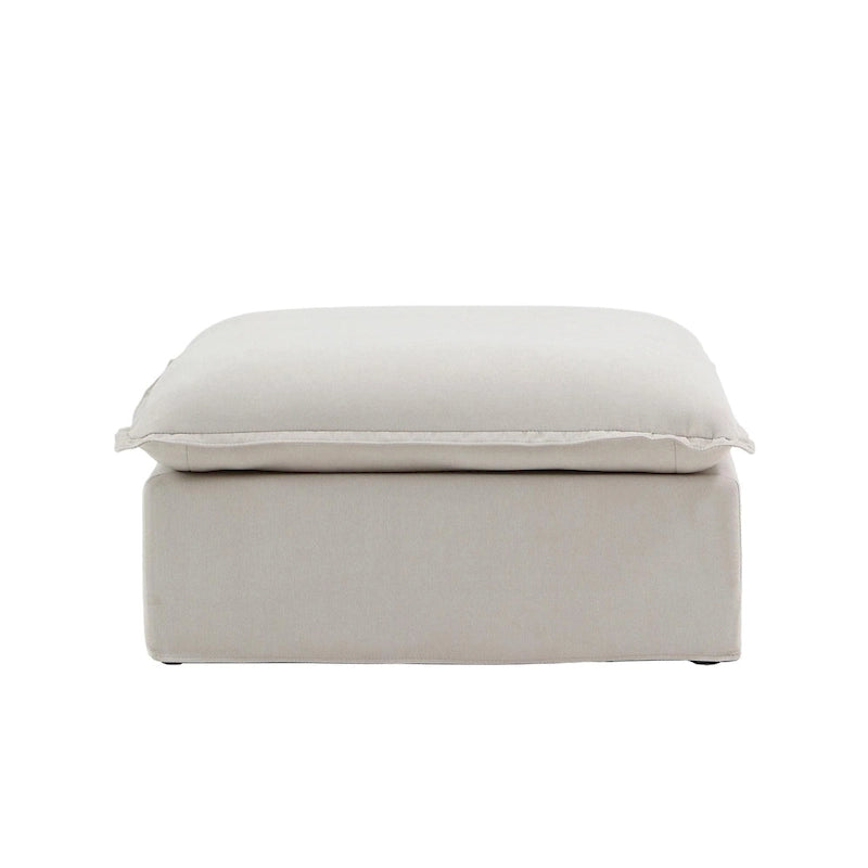 Puf otomano cuadrado tapizado, asiento individual, blanco/beige/negro