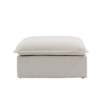 Puf otomano cuadrado tapizado, asiento individual, blanco/beige/negro