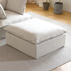Puf otomano cuadrado tapizado, asiento individual, blanco/beige/negro