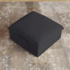 Puf otomano cuadrado tapizado, asiento individual, blanco/beige/negro