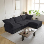 Puf otomano cuadrado tapizado, asiento individual, blanco/beige/negro