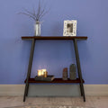 Mesa consola de recibidor de metal mixto (bronce, blanco y gris) y madera, estilo inclinado