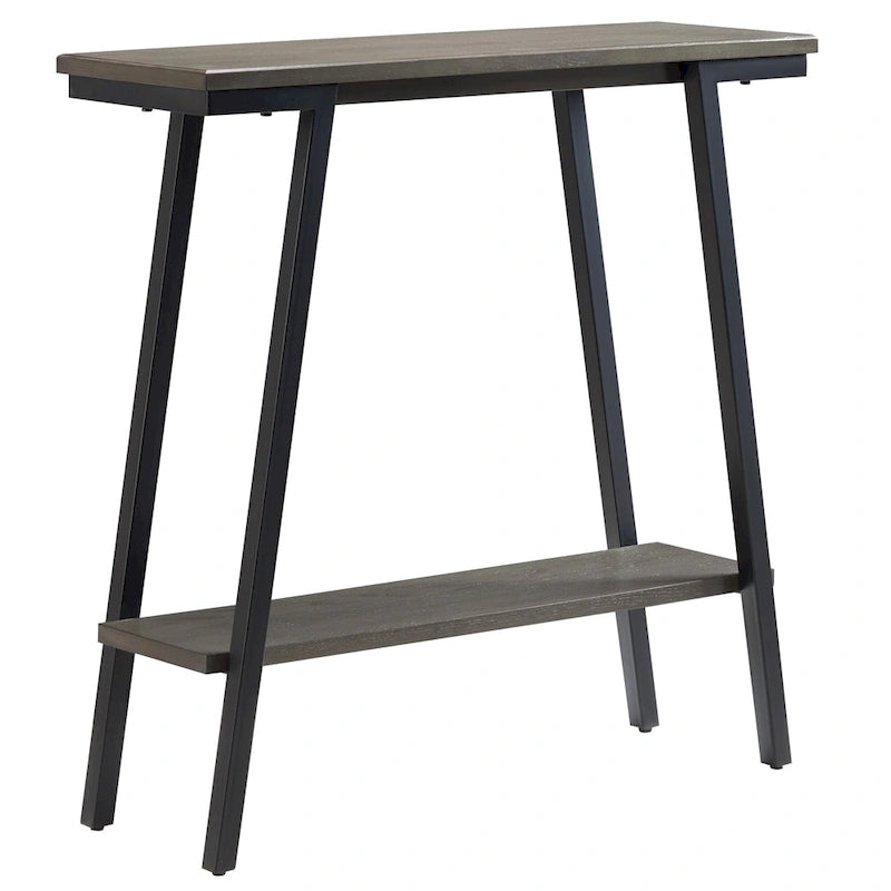 Mesa consola de recibidor de metal mixto (bronce, blanco y gris) y madera, estilo inclinado