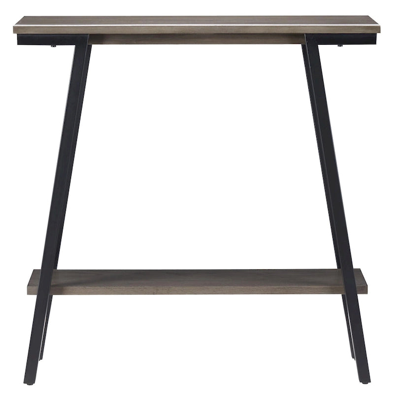 Mesa consola de recibidor de metal mixto (bronce, blanco y gris) y madera, estilo inclinado