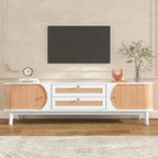Mueble de TV de ratán marrón/natural con almacenamiento, apto para televisores de hasta 75"