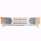 Mueble de TV de ratán marrón/natural con almacenamiento, apto para televisores de hasta 75"