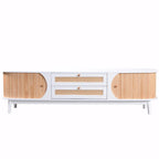 Mueble de TV de ratán marrón/natural con almacenamiento, apto para televisores de hasta 75"