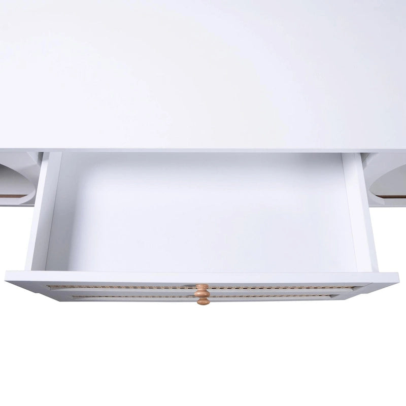 Mueble de TV de ratán marrón/natural con almacenamiento, apto para televisores de hasta 75"