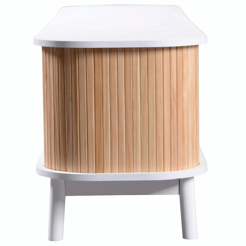 Mueble de TV de ratán marrón/natural con almacenamiento, apto para televisores de hasta 75"