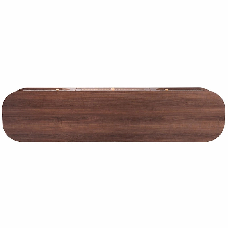 Mueble de TV de ratán marrón/natural con almacenamiento, apto para televisores de hasta 75"
