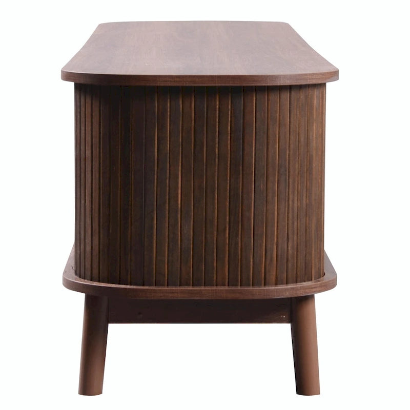 Mueble de TV de ratán marrón/natural con almacenamiento, apto para televisores de hasta 75"