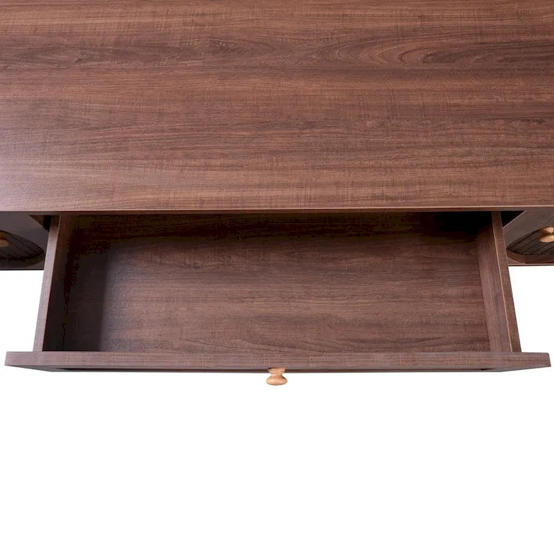 Mueble de TV de ratán marrón/natural con almacenamiento, apto para televisores de hasta 75"