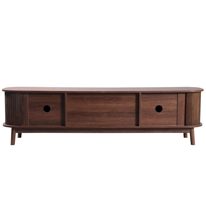Mueble de TV de ratán marrón/natural con almacenamiento, apto para televisores de hasta 75"