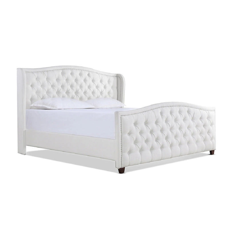 Cama con panel tapizado gris, con capitoné, para 2 personas, Queen/King/Cal-King