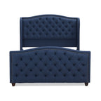 Cama con panel tapizado gris, con capitoné, para 2 personas, Queen/King/Cal-King