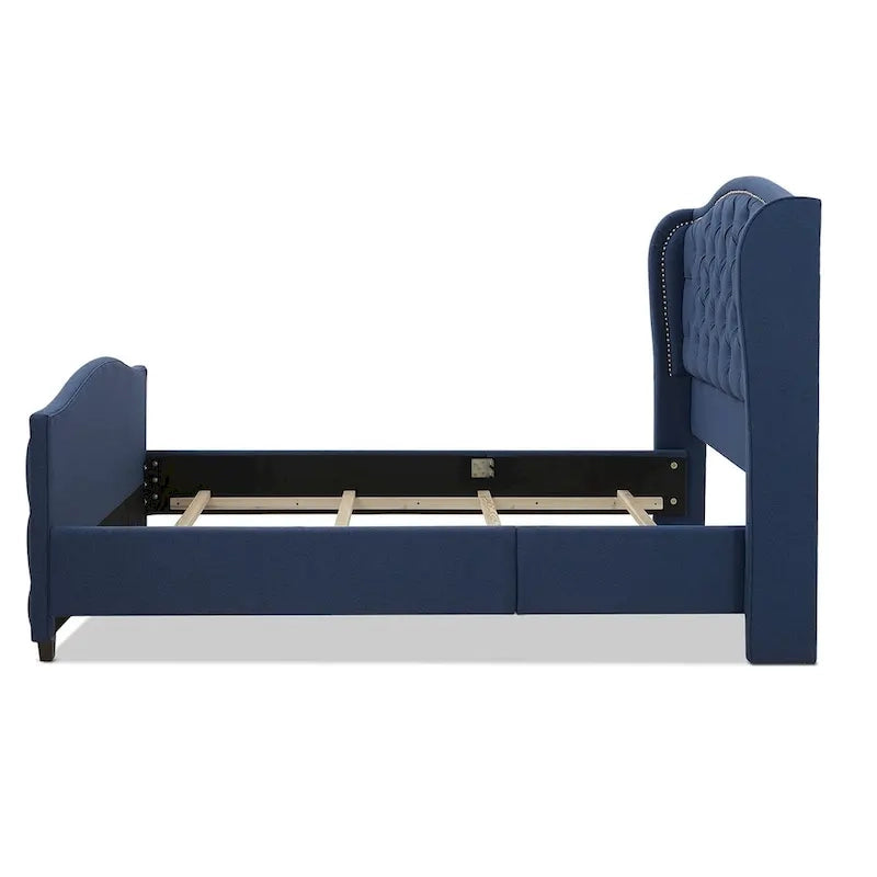 Cama con panel tapizado gris, con capitoné, para 2 personas, Queen/King/Cal-King