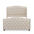 Cama con panel tapizado gris, con capitoné, para 2 personas, Queen/King/Cal-King