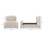 Cama con panel tapizado gris, con capitoné, para 2 personas, Queen/King/Cal-King