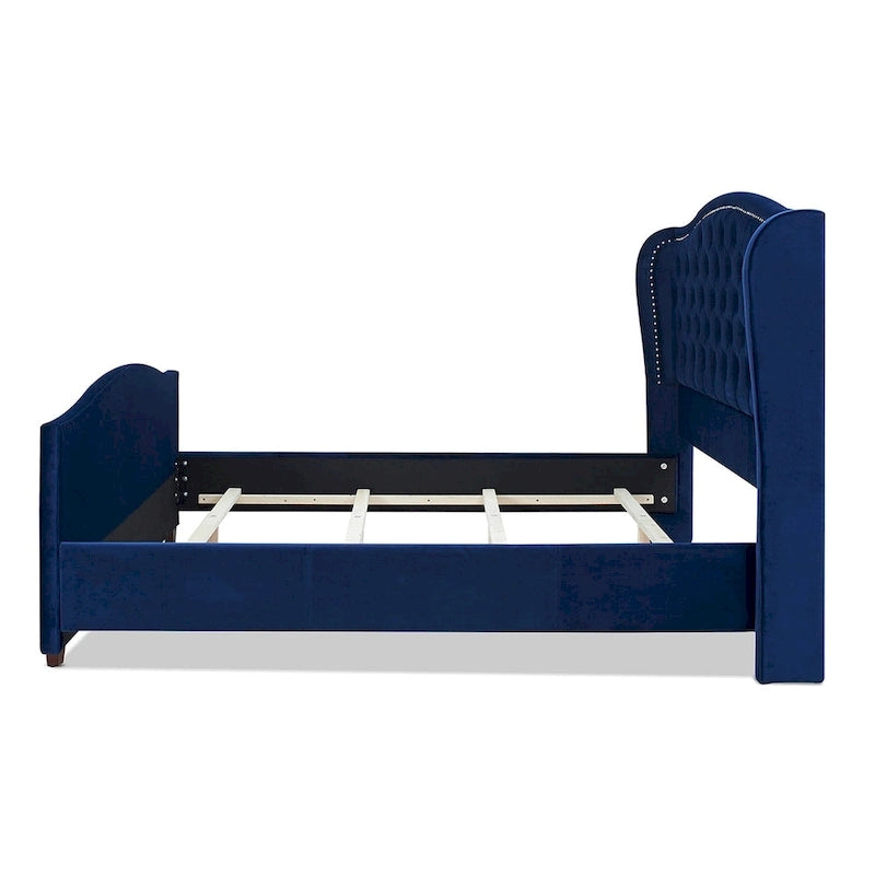 Cama con panel tapizado gris, con capitoné, para 2 personas, Queen/King/Cal-King