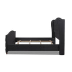 Cama con panel tapizado gris, con capitoné, para 2 personas, Queen/King/Cal-King