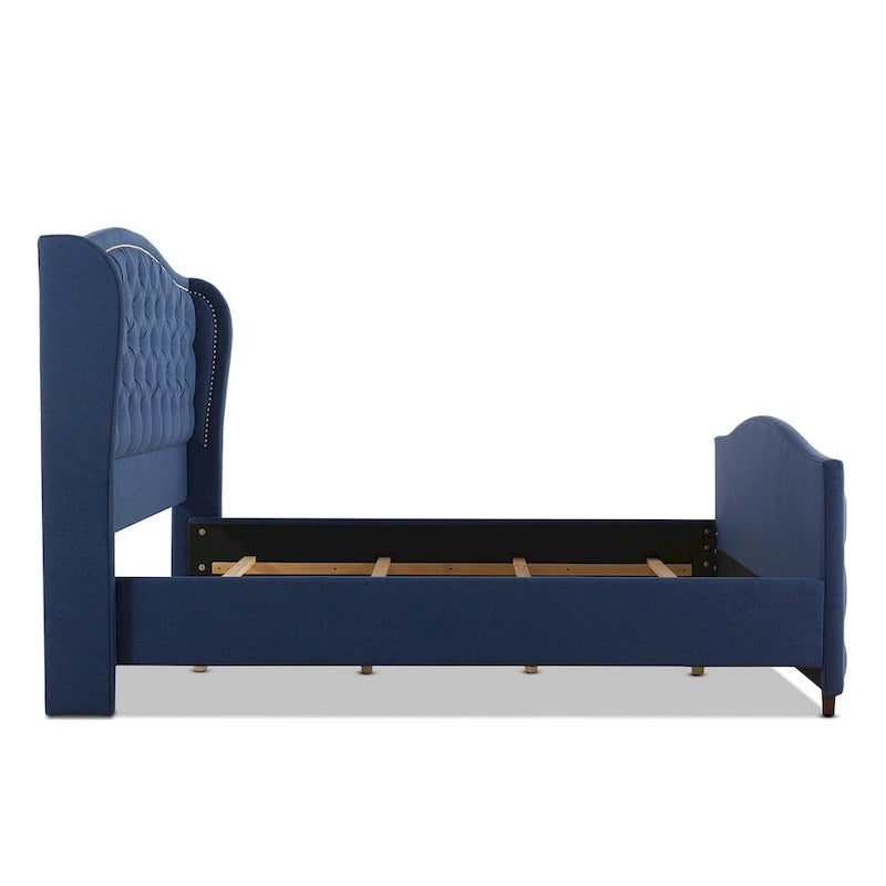 Cama con panel tapizado gris, con capitoné, para 2 personas, Queen/King/Cal-King
