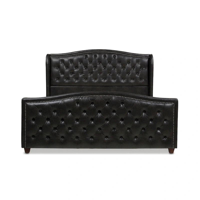 Cama con panel tapizado gris, con capitoné, para 2 personas, Queen/King/Cal-King