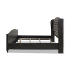 Cama con panel tapizado gris, con capitoné, para 2 personas, Queen/King/Cal-King