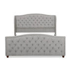 Cama con panel tapizado gris, con capitoné, para 2 personas, Queen/King/Cal-King