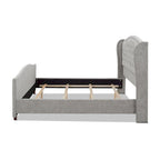 Cama con panel tapizado gris, con capitoné, para 2 personas, Queen/King/Cal-King
