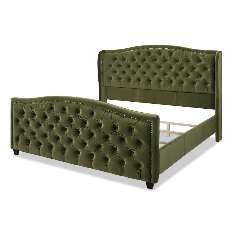Cama con panel tapizado gris, con capitoné, para 2 personas, Queen/King/Cal-King