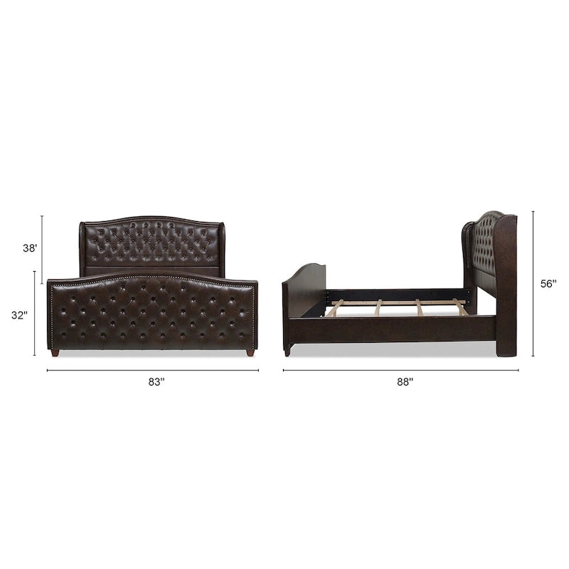 Cama con panel tapizado gris, con capitoné, para 2 personas, Queen/King/Cal-King