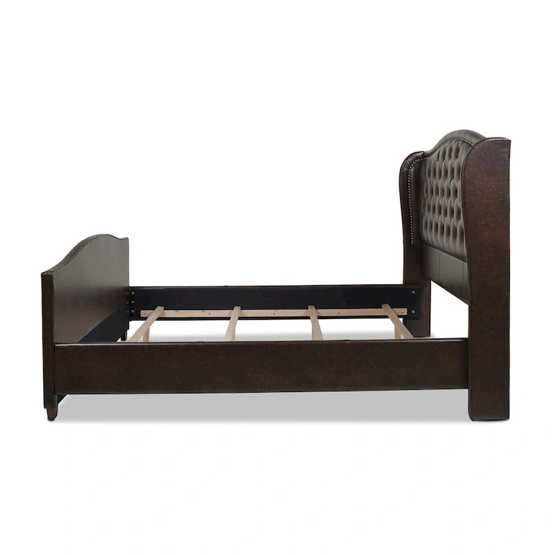 Cama con panel tapizado gris, con capitoné, para 2 personas, Queen/King/Cal-King