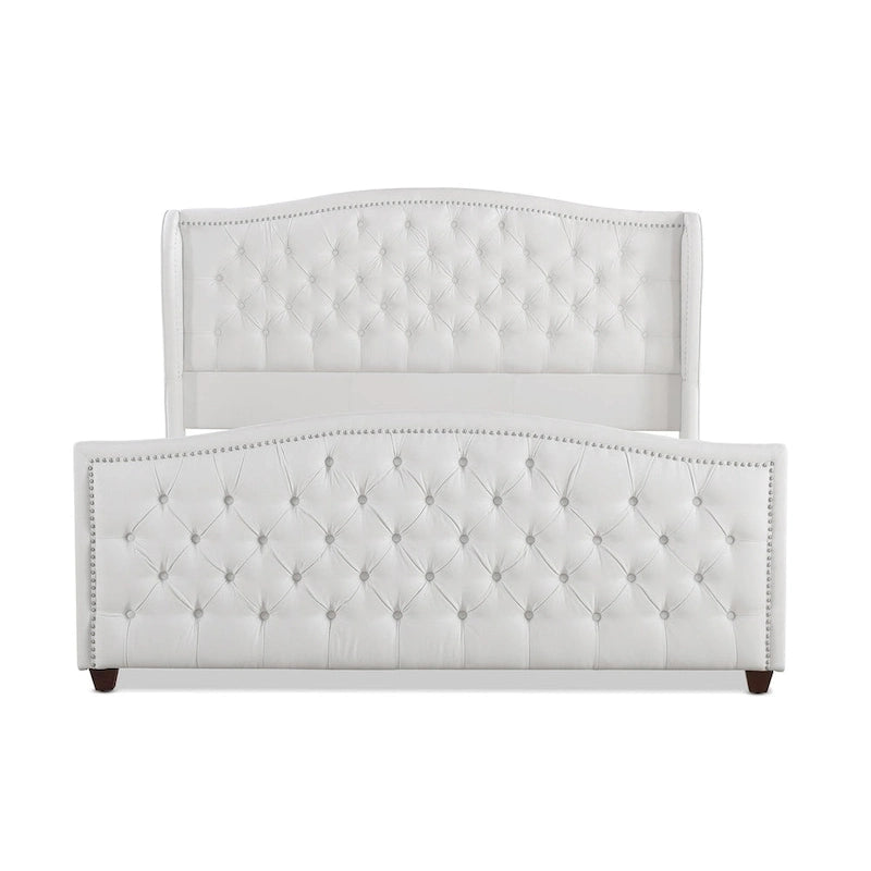 Cama con panel tapizado gris, con capitoné, para 2 personas, Queen/King/Cal-King