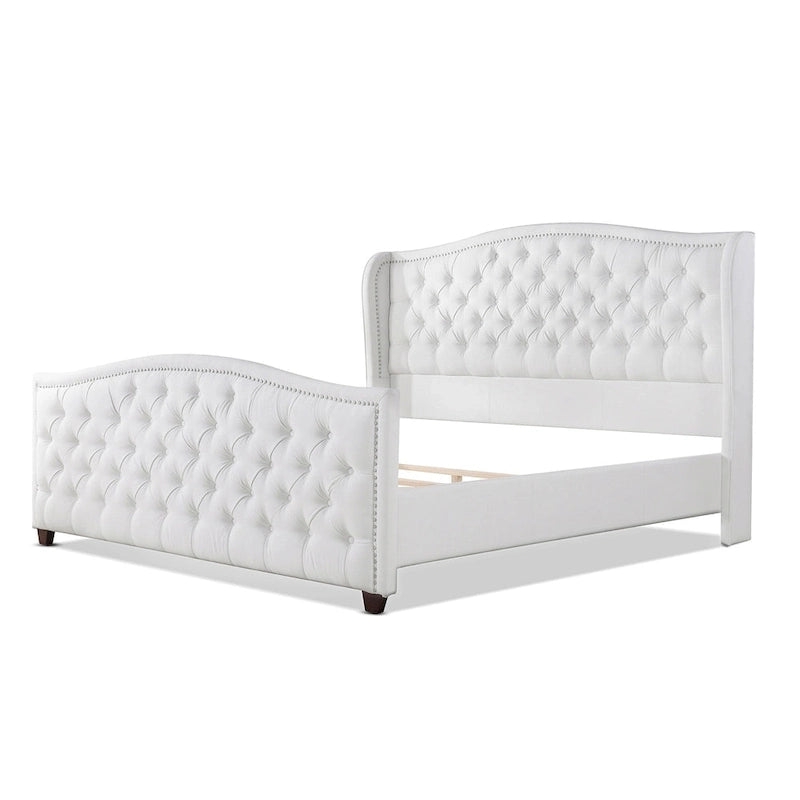Cama con panel tapizado gris, con capitoné, para 2 personas, Queen/King/Cal-King