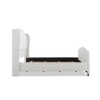 Cama con panel tapizado gris, con capitoné, para 2 personas, Queen/King/Cal-King