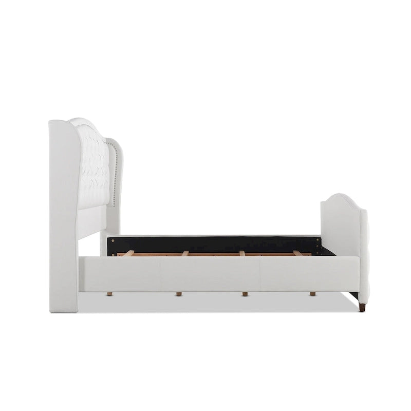 Cama con panel tapizado gris, con capitoné, para 2 personas, Queen/King/Cal-King