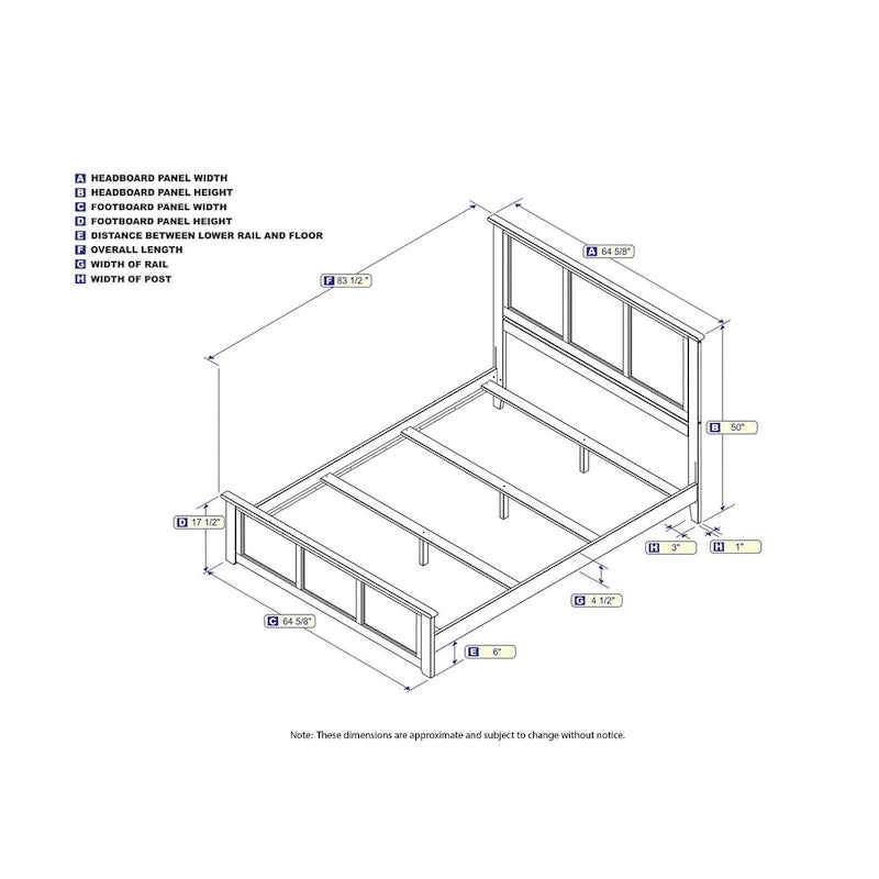 Estructura de Cama Queen de Nogal con Piecera, Estilo Misión, Capacidad 1 persona