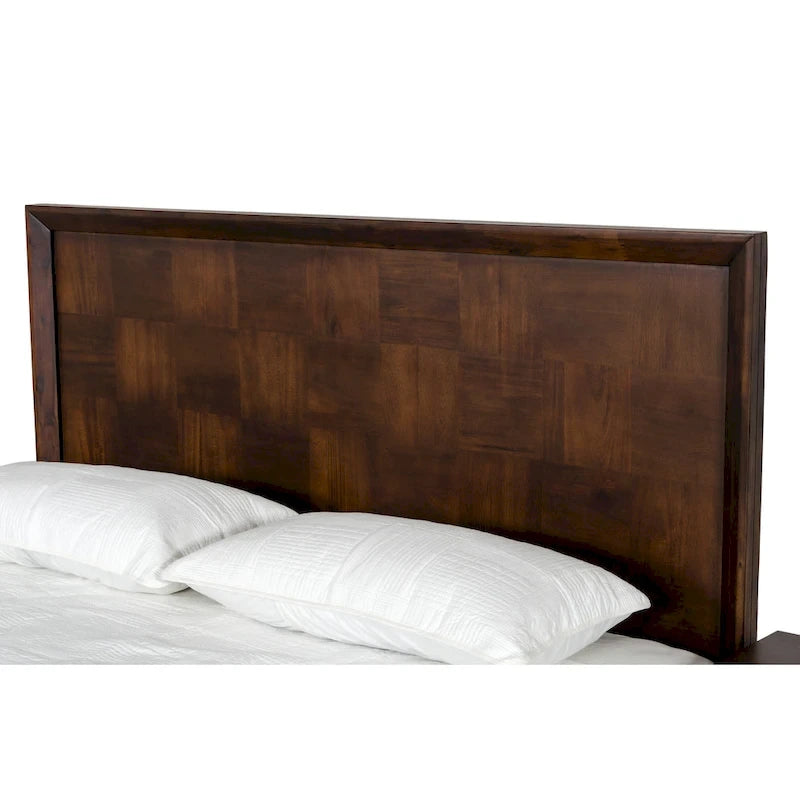 Estructura de cama de chapa de acacia y latón, diseño patchwork, para 1 persona