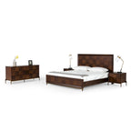 Estructura de cama de chapa de acacia y latón, diseño patchwork, para 1 persona