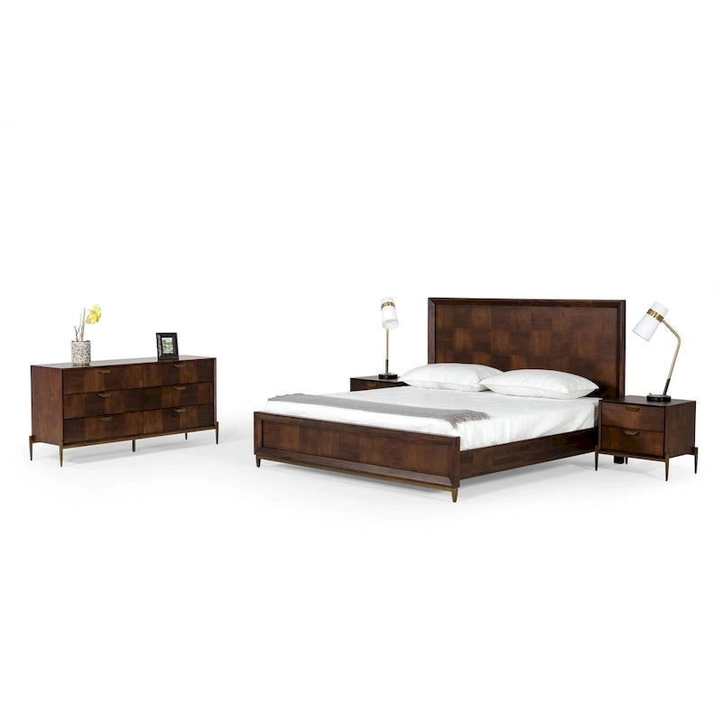 Estructura de cama de chapa de acacia y latón, diseño patchwork, para 1 persona