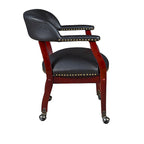 Sillón individual de vinilo negro con ruedas