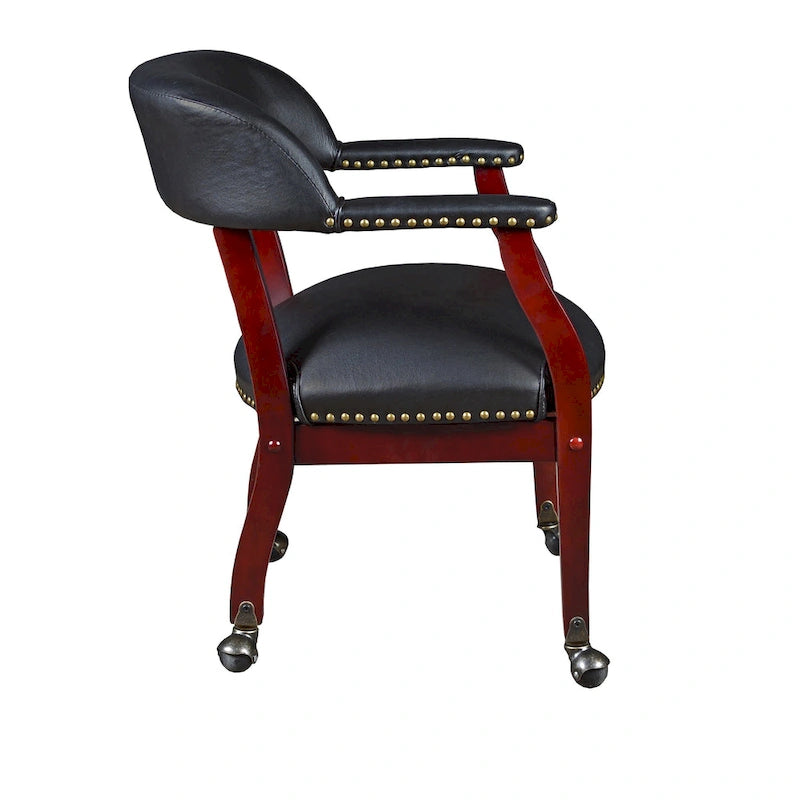 Sillón individual de vinilo negro con ruedas