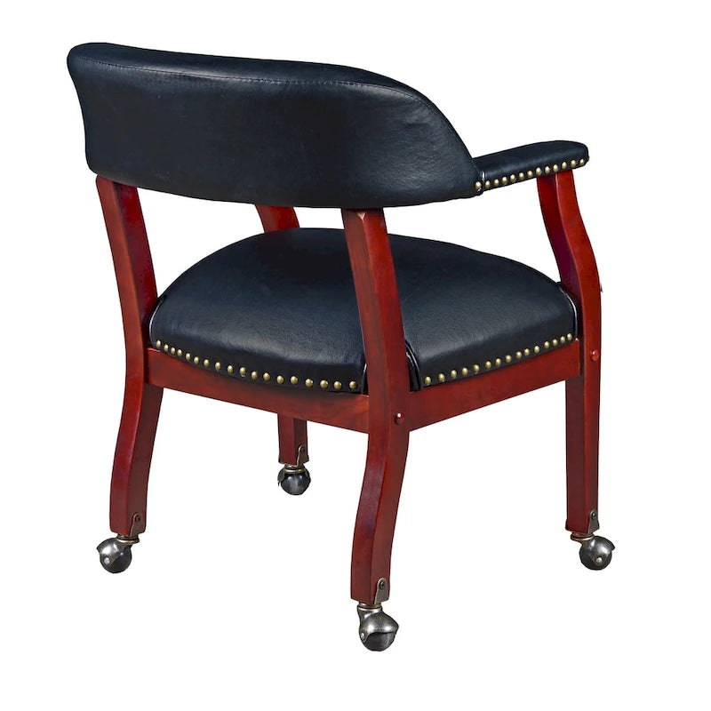 Sillón individual de vinilo negro con ruedas