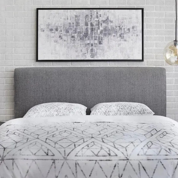 Cama Queen tapizada en crema/gris/rosa/azul – Lino y Chenilla
