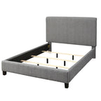 Cama Queen tapizada en crema/gris/rosa/azul – Lino y Chenilla