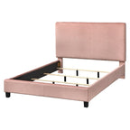 Cama Queen tapizada en crema/gris/rosa/azul – Lino y Chenilla
